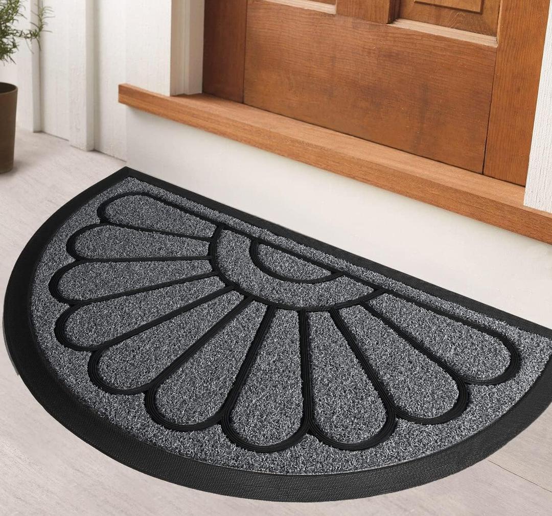 ubdyo Front Door Mat - Low Pile Front Door Mat Outside Entrance - Muddy Dirt Trapping Welcome Matt Outdoor - Rubber Backing Anti Slip Indoor Doormat Entrance, 30" x 17", Bright Grey