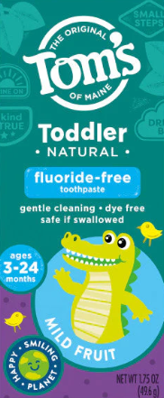 Tom's of Maine Fluoride-Free Toddler Training Toothpaste, Mild Fruit, 1.75 oz. 2-Pack  EXP 08/27