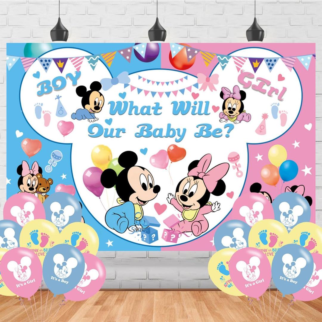 Gender Reveal Birthday Party Supplies Backdrop 5x3 Happy Birthday Background Photography Gender Reveal Party Decorations Banner Photo Booth Props