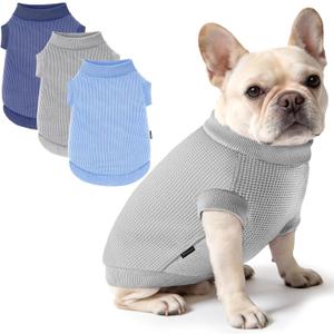3 Pack Dog Shirt for Small Supplies Functional Waffle Dog Clothes Warm Soft Sweatshirt Outfit for Dogs Cats Pet Apparel (XL (Back: 17.7",Chest: 22.8", 18-22Ibs), grey+navy+blue)