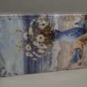 Beach Vase with Daisies Shells and Starfish on Sand Ocean Seascape Framed Canvas Wall Art Coastal Painting Prints Posters Wall Decor for Bathroom Bedroom Living Room 12x16 Inches