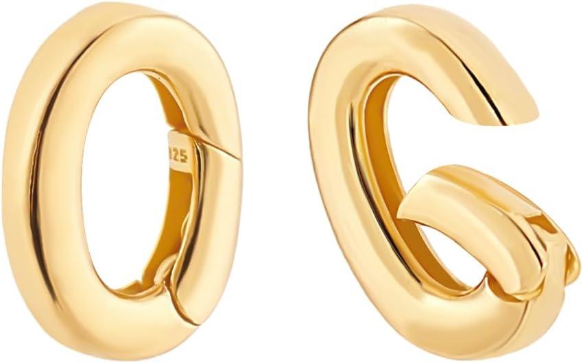 PH PandaHall 2pcs 925 Sterling Silver Spring Bail Connector, 10.5x7.5x2mm Golden Necklace Enhancer Necklace Clasps and Closures Bail Clasp Snap Gate Ring for DIY Bracelets Jewelry Crafts Making