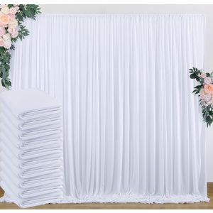 50 ft x 10 ft Wrinkle Free White Backdrop Curtain for Wedding Parties, Polyester Photo Backdrop Drapes for Baby Shower Birthday Party Backdrop Stand, Bulk Thick Background Curtains, 5x10FT 10 Panels