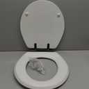 Mayfair Bennett Toilet Seat with Matte Black Hinges, Slow Close Wood Seat, Secure Metal Hinges, Easy Install, Made in USA, Round, White