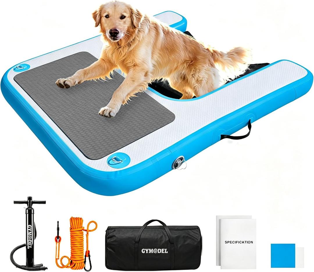 Inflatable Dog Boat Ramp, Non-Slip EVA Dog Float Floating Ramp Ladder for Pools Boats Docks, Safe & Easy Water Access for Large Dogs, Blue