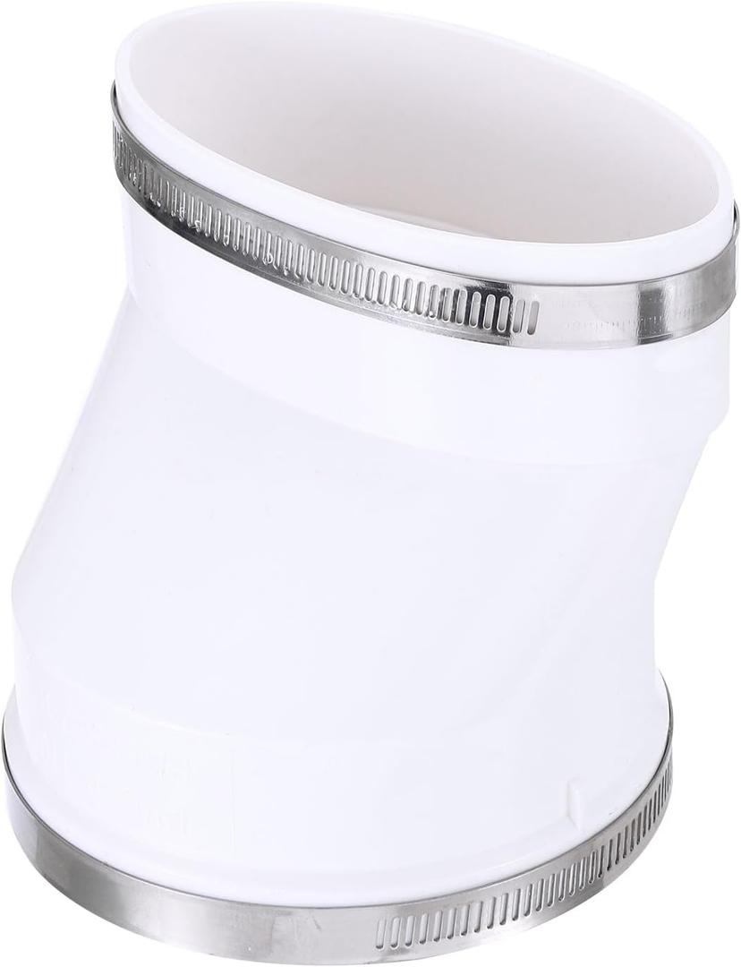 PATIKIL Duct Adapter Round to Oval, Oval Recessed Dryer Vent Hose Connector Adapter with Stainless Steel Clamp for Air Exhaust Ventilation System, White