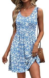 WIHOLL Women's Summer Dress 2026 A-Line Sleeveless Casual Sundress with Pockets Floral/Solid Medium