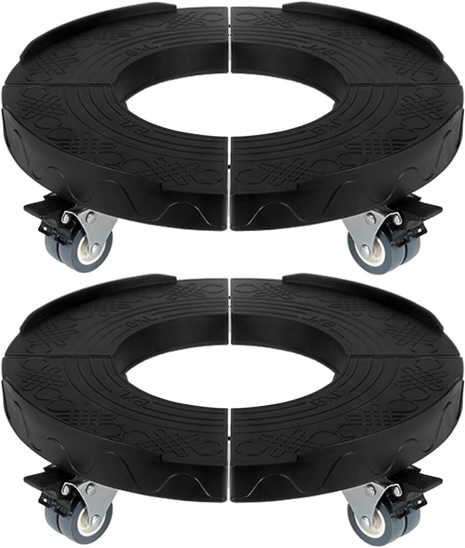 W B D WEIBIDA Trash Can Dolly Wheels Round Cart Heavy Duty, Adjustable 15-19 Inch Drum Dollies Multi Functional Plastic Barrel Roller Holds up to 440lbs, 2 Pack