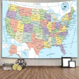 TOMOZ United State Map Tapestry, US Maps Tapestries for Kids Student, Educational Tapestry Wall Hanging for Classroom Bedroom Living Room Dorm Decor 60 x 51 Inch