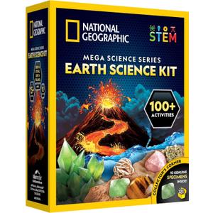 National Geographic Earth Science Kit 100+ Science Experiments & Activities for Kids, Crystal Growing, Volcano Science Kit, Rock Collection, STEM Project Toy for Boys & Girls 