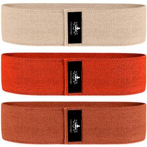 Hatha Yoga Large Resistance Band,14.5" x3.15",Fabric Exercise Loop Bands with Instruction Guide and Carry Bag, Set of 3.
