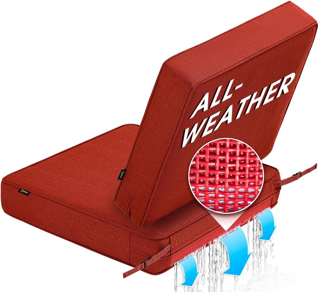 SUNROX All-Weather DryFast Foam Outdoor Patio Furniture Cushions, FadeShield Water Resistant Deep Seat Cushion with DryMesh Drainage, Durable Low Maintenance Couch Cushion, 24"x24"x4" Burgundy
