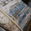 9x12 Area Rug for Living Room Washable Abstract Blue Brown Carpet