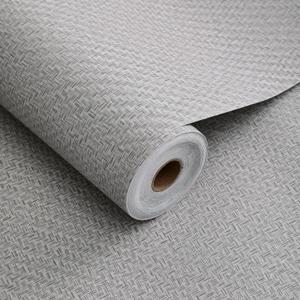 Haimin Fabric Wallpaper Textured Contact Paper (24in X 393in) Gray Grasscloth Wallpaper Peel and Stick Faux Linen Wall Paper Self-Adhesive Vinyl Looks Like Woven Straw