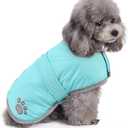 Queenmore Dog Winter Coat, Fleece Puffer Dog Down Vest, Cold Weather Pet Jacket for Dogs, Waterproof Reflective Reversible Dog Sweater Clothes for Small, Medium and Large Dogs (Light Blue, L)