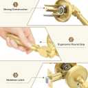 Amerdeco 1 Pack Brushed Gold Privacy Door Handles, Gold Interior Door Knobs,Heavy Duty Door Lever for Bedroom and Bathroom, Reversible Keyless for Right & Left Side AM0034