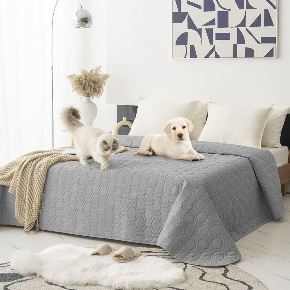 Waterproof and Non-Slip Dog Bed Cover and Pet Blanket Sofa Pet Bed Mat car Incontinence Mattress Protectors Furniture Couch Cover for Most Cats Dogs, Pets82x102-Light Grey (82x102Inch (Pack of 1))