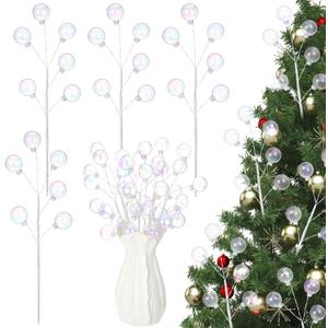 Norme 6 Pcs 12 Inch Iridescent Christmas Tree Picks Christmas Ball Ornaments Sticks and Sprays for Wreath DIY Crafts Vase Filler Xmas Branches Tree Topper Home Stairs Decoration