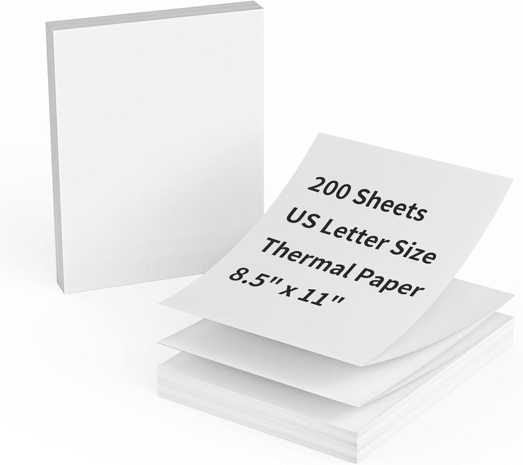 FungLam Thermal Printer Paper 8.5 x 11 Inch, 200 Sheets US Letter Size Thermal Paper, Folded, Continuous, Perforated, Compatible with A4 Portable Thermal Printer
