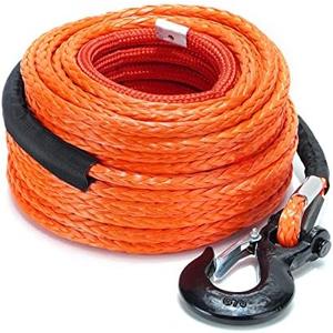 SPARKWHIZ Synthetic Winch Rope Cable Kit: 1/2" x 100 ft 32000lbs Winch Line Cable with Protective Sleeve + Winch Hook for 4WD Off Road Vehicle Truck SUV UTV ATV