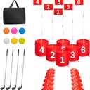 SJEhome 6 Hole Backyard Game Golf Yard Practice, Outdoor Indoor Backyard Golf Game Gifts for Yard, Lawn, Park, Yard, Beach (6 Hole Golf Game)