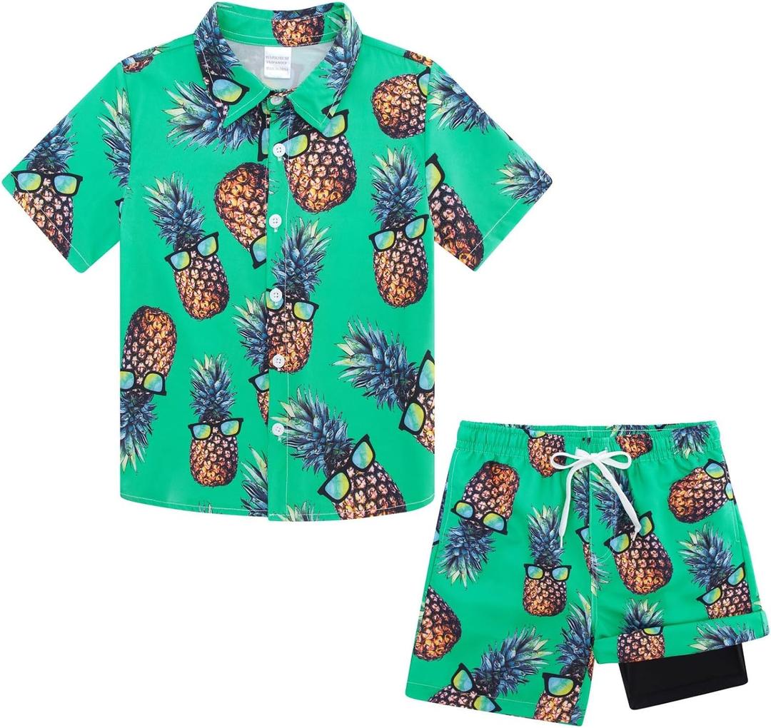 UNICOMIDEA Boys 4th of July Outfits Kids Patriotic Independence Day Tropical Short Sets for 5-12 Years