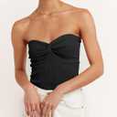 ANRABESS Tube Top for Women Summer Strapless Bandeau Knit Twist Knot Corset Crop Basic Tank Tops 2026 Vacation Beach Clothes (Black, XS)