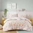 Queen Comforter Set, Favorite Jungle Animals Fun Safari Adventures Print, BCI Cotton Comforter, All Seasons Down Alternative Bedding, Sham & Pillow, Lulu, Full/Queen Purple 4 Piece