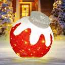 BRIGHTDECK Outdoor Christmas Ornaments, Lighted Pop-Up Outdoor Holiday Ball Decoration with 80 LED Lights, 8 Light Modes, Lighted Collapsible Holiday Decorations for Yard, Home (Red)