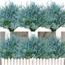 RECUTMS 20 Bundles Outdoor Artificial Flowers UV Resistant Fake Outdoor Plants, Faux Greenery for Indoor Outside Hanging Plants Garden Porch Window Box Home Wedding Farmhouse Dcor(Blue)