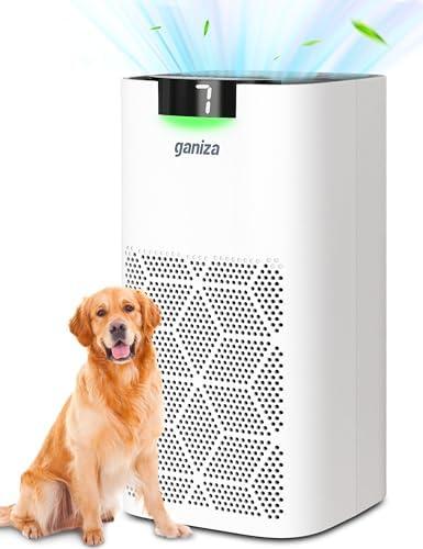 Ganiza Air Purifiers For Home Large Room, 1570ft² H13 HEPA Air Purifiers for Pets with Air Quality Monitor, 23db Air Purifiers for Bedroom Remove Pet Hair Dander Pollen Smoke Dust Mold Odor Eliminator