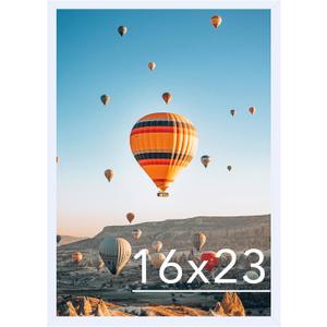 JCJMY 16x23 Picture Frame White for Poster Photo Picture, Horizontal and Vertical Formats for Wall Hanging, 16 x 23 Wall Gallery Poster Photo Frame for 16 by 23 Photos Posters, White
