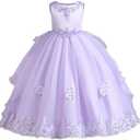 Flower Girl's Dress Princess Puffy Tulle Dresses Bridesmaid Wedding Communion Birthday Party Pageant Maxi Prom Gown for Kids, Size 150