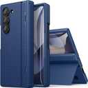 For Samsung Galaxy Z Fold 6 Case, Hinge Protection & Front Screen Protector, Slim Fit with Kickstand, Hard Rugged 360 Full Body Cover Protective Phone Case for Samsung Z Fold 6 5g 2024, Blue
