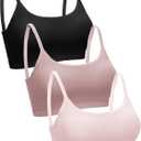 Blulu 3/6 Pieces Mini Camisole Bra Wireless Padded Bra Sport Cami Bralette with Adjustable Straps for Women Girls (Black, M)
