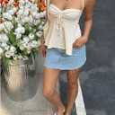 SOLY HUX Women's Sleeveless Tie Front Halter Top Tie Backless Flowy Camisole Going Out Cami Vest (Beige, S)