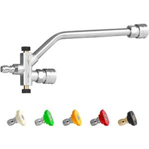 Dual-connector Power Washer Wand, Foam Cannon Dual Connector Power Washer Double Tip Accessory, 5 Pressure Washer Nozzle Tips, 4000 PSI