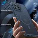 Magnetic for iPhone 16 Pro Case,Upgraded [Full Camera Protection][Compatible with Magsafe][Military Grade Protection]Shockproof Slim Translucent Matte Phone Case for iPhone 16 Pro,Midnight Blue
