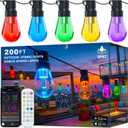 Outdoor String Lights,200FT Smart RGB+IC Patio Lights with Shatterproof LED Bulbs ,Outside Light Dimmable Patio for Decor DIY IP67 Waterproof ,Courtyard, garden, Holiday, LED lights more Scene Modes