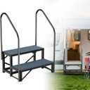 Rv Steps with Handrail 2 Step, Hot Tub Steps with Anti-Slip Mats, Heavy Duty Metal Mobile Home Stairs, Camper Steps for Travel Trailer,Portable Step Ladder for Spa, Pool and Porch