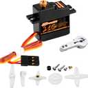 21G Mini Servo Micro Servo with 25T Arm,Digital Servo Full Metal Gear for 1/18 1/16 1/14 RC Crawler Car,Truck, Boat Airplane Robot Upgrade Parts