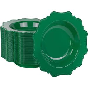 COLOSUS 60 Pack Green Plastic Bowls, 12 oz Disposable Soup Bowls, Premium Plastic Dinner Bowls,Heavy-duty Dessert Salad Bowl for Party, Wedding, Dinner, Christmas, Thanksgiving, and Catering