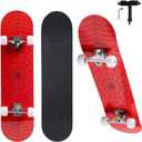 Skateboard for Beginners, Standard Complete Skateboard 31 Inch Double Kick Concave Deck with 7 Layer Maple Wood, Smooth Wheels & Bearings