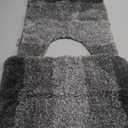 Arotive Microfiber Bathroom Rugs and Toilet Rugs U-Shaped, Bath Rug Size 24x16 and Toilet Rugs Size 20x20 in Grey, 2 Item Bundle