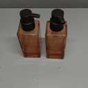 MDesign Glass Refillable Foaming Hand Soap Dispenser Modern Square Pump Bottle for Bathroom Vanities or Kitchen Sink, Countertops - 2 Pack - Sand