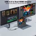 USB to HDMI Adapter,[Gold-Plated & Aluminum Shell] USB 3.0 to Dual HDMI for Dual Monitors,USB A to HDMI Splitter Support Windows,macOS - Driver Installation Required