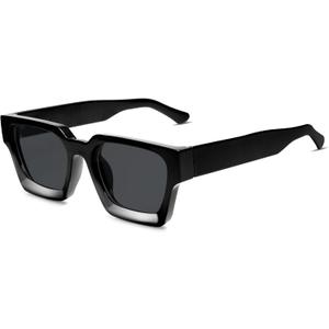 VANLINKER Thick Square Sunglasses for Men Women Retro Chunky Rectangle Shades UV400 Protection VL9731 (C3 - Black)