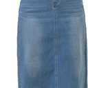 Allegra K Women's Casual Jean Skirt Back Slit Raw Hem Stretch High Waist Denim Skirts (Medium)