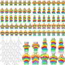 Bokon 100 Pcs Plastic Sand Art Bottles Bulk Sand Art Containers with 20 Pcs Funnels for DIY Crafts Wedding Birthday Party Decoration, 10 Style(Aluminum Cap)