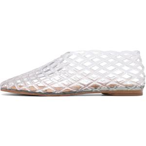 Molozoey Jelly Mesh Ballet Flats - Comfortable Clear Jelly Shoes, Adult Women's Closed Toe Flats Sandals
